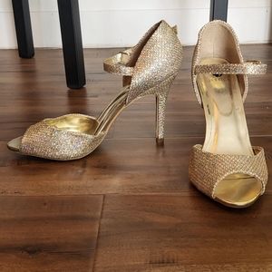 Gold Sparkle Heels- Women's Size 10